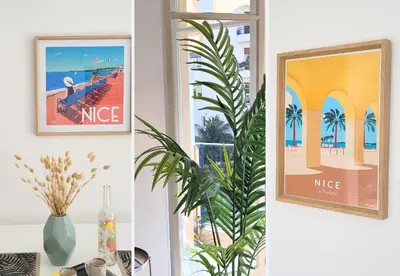 two pictures of a hotel room with a window at Nestor&Jeeves - STUDIO RIVIERA - Central - Very close sea in Nice