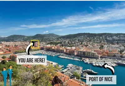 two people standing on a hill with a view of a harbor at Nestor&Jeeves - SUN DECK TERRACE - Top Floor in Nice