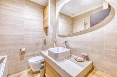 a bathroom with a sink and a mirror at Peaceful Haven, Terrace in Nice in Nice
