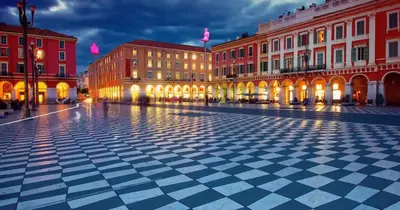a city square with buildings and a checkered floor at Old Town- 4 Pers, Vieux Nice, AC, wifi in Nice