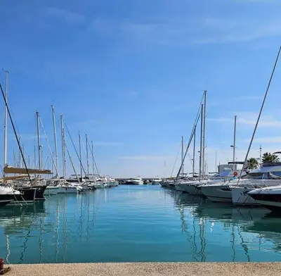 a group of boats docked in a harbor at Studio Saint-Laurent-Du-Var bord de mer in Saint-Laurent-du-Var