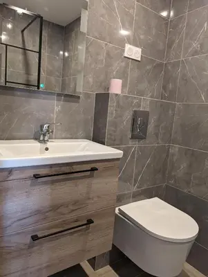 a bathroom with a sink and a toilet at Holiday Nice Studio in Nice