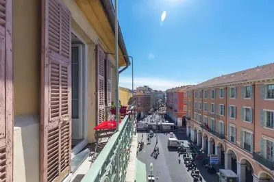 a view of a street in a city with buildings at MY CASA - GIOFFREDO 55 - 2 beds w AC on Massena Square in Nice