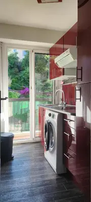 a kitchen with a washing machine and a sink at F1 - 8MIN DE LA PLAGE - 5MIN TRAMWAY in Nice