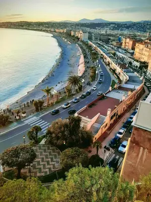 an aerial view of a city with a beach at Heart of Vieux Nice Beach & Saleya in Nice