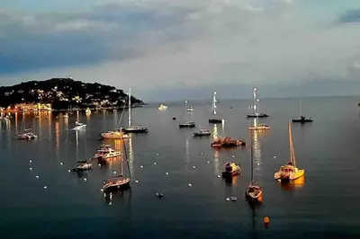 a group of boats in a large body of water at Loft - centre historique in Villefranche-sur-Mer
