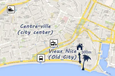 a map of the city center with the attractions at 