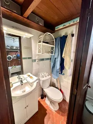 a small bathroom with a toilet and a sink at Abbaye - Appartement spacieux au coeur du Vieux-Nice in Nice