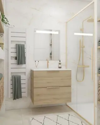 a bathroom with a sink and a mirror at ZEN & COSY - CARRÉ d'OR - Hyper centre - Plage in Nice