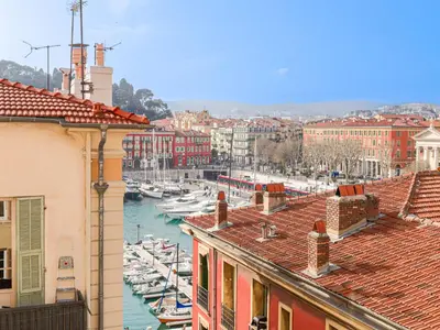 a view of a harbor with boats in the water at Apartment L'Île de Beauté by Interhome in Nice