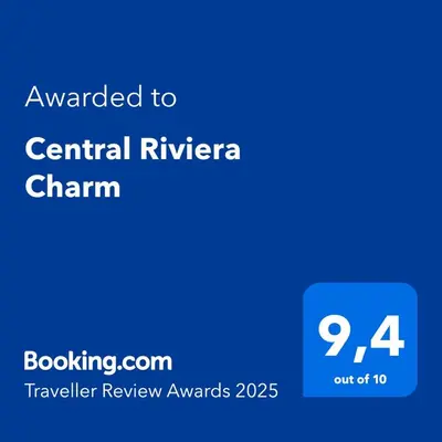 a blue screen with the text awarded to central riviera chain at Central Riviera Charm in Nice