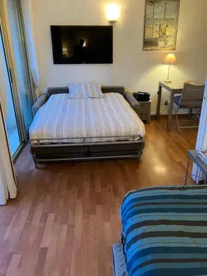 a bedroom with a bed and a flat screen tv at Beaulieu in Beaulieu-sur-Mer