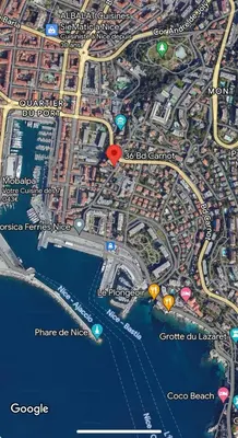 a map of the city of sorrento at oliveraie in Nice