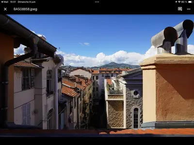 a view of a city from the roof of a building at Studio atypique central mais calme, quartier VIP, plage 50m in Nice