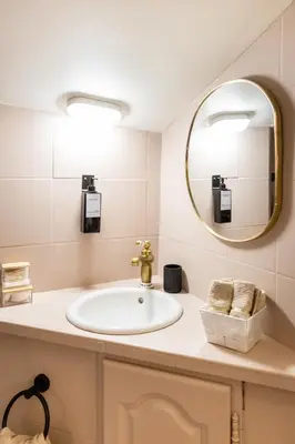 a bathroom with a sink and a mirror at Appartement en duplex in Nice