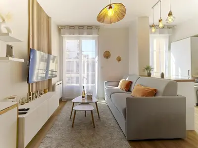 a living room with a couch and a table at City Center - Magnificent Apartment - Cozy - Wifi in Nice