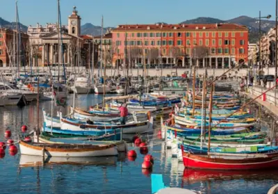 a bunch of boats are docked in a harbor at Nice - Amazing flat to 10 min to sea - Garden in Nice