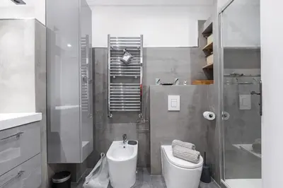 a bathroom with a shower and a toilet and a sink at MY CASA - SMOLETT - Superb Studio Suite Downtown w AC in Nice