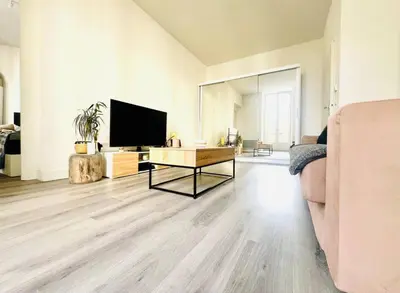 a living room with a flat screen tv and a couch at Spacieux 4 couchage plein centre in Nice