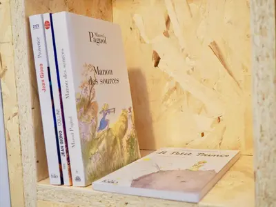 two books sitting on a shelf next to each other at Appartement proche de Libération avec balcon ensoleillé in Nice