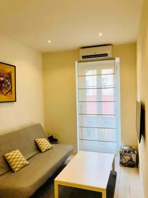 a room with a couch and a table and a window at Studio Nice Centre 4P Jean médécin avenue in Nice