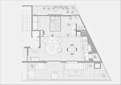 a plan of a house with a garden at Penthouse avec terrasses panoramiques in Nice