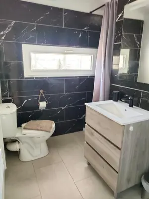 a bathroom with a toilet and a sink and a window at Appartement 2 pieces à Beaulieu-sur-Mer in Beaulieu-sur-Mer