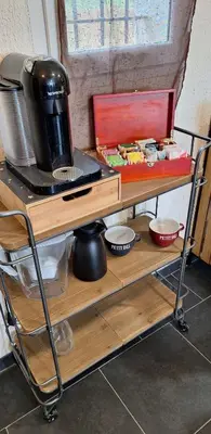 a counter with a coffee maker on top of it at Chambres d'hôtes D'AQUI D'AIA in Saint-Laurent-du-Var