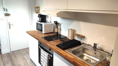 a kitchen with a sink and a microwave at Gubernatis centre ville in Nice
