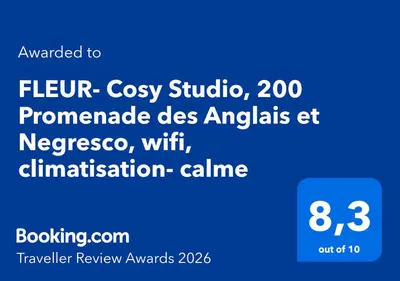 a screenshot of a cell phone with the fluencyoleanoleanoleanussen at FLEUR- Cosy Studio, 200 Promenade des Anglais et Negresco, wifi, climatisation- calme in Nice