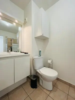 a white bathroom with a toilet and a sink at Coeur de Nice in Nice