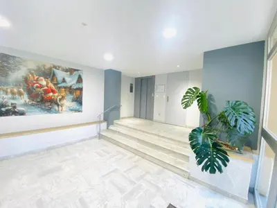 a hallway with a painting on the wall and a potted plant at Appart T2 refait à neuf 50m2 in Nice