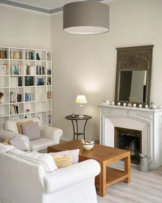 a living room with a couch and a fireplace at Sunlight Properties - Gisele - Nice hyper central, 1 bedroom with large living room in Nice
