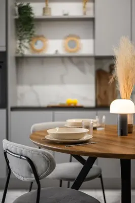 a wooden table in a kitchen with a dining room at Nice - Mordern Apartment Sea Close in Nice