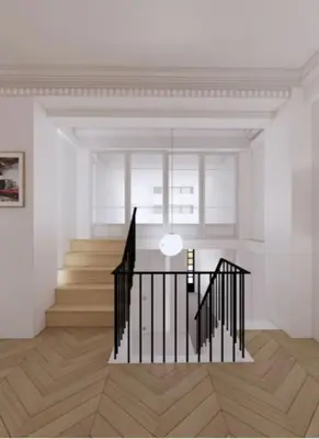 a white room with a kitchen and a dining room at Nice Cote d'Azur jardin parking 6 pers luxe in Nice