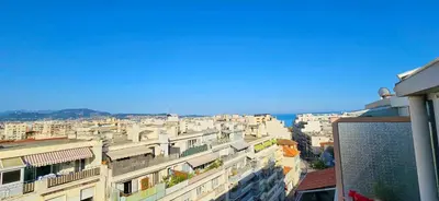 an aerial view of a city with buildings at Top Floor with Sea View, Clim and Veranda in Nice