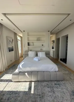 a large bedroom with a large bed in a room at Luxury Villa Pool & Sea View in Nice