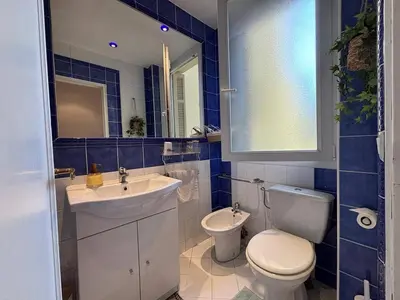 a bathroom with a white toilet and a sink at Nice Signature Halévy in Nice