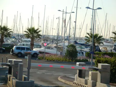 a marina with a bunch of boats in a harbor at Appartement Résidence Héliotel in Saint-Laurent-du-Var