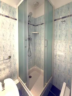 a bathroom with a shower and a toilet and a sink at Depoilly 3 Pers Centrale WiFi in Nice