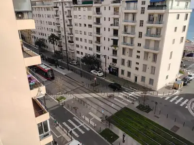 an aerial view of a city street with buildings at Près de la promenade in Nice