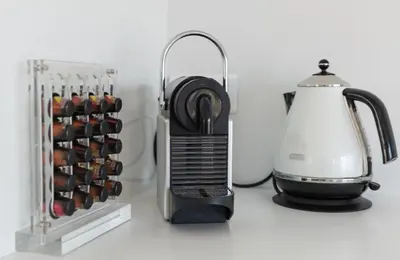 affeepot and a tea kettle on a counter at 3P ST Jean in Saint-Jean-Cap-Ferrat