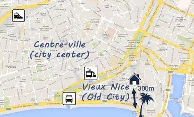 a map of a city with two signs at 