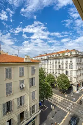 an overhead view of a city with buildings and a street at Le Citadin - Hypercentre - Cosy - Shopping - WIFI in Nice