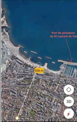 a map of a city with a yellow sign at Le Bohème 3 pièces jardin in Saint-Laurent-du-Var