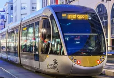 a subway train on a city street at Hyper Center - Superb Studio - Cozy - Wifi in Nice