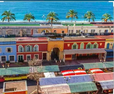 an aerial view of a city with the ocean at Agréable studio cœur de Nice in Nice