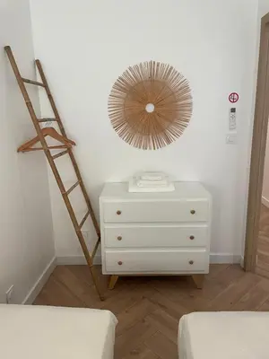 a room with a dresser and a mirror on the wall at Recently renovated apartment in quiet area in heart of Old Nice in Nice