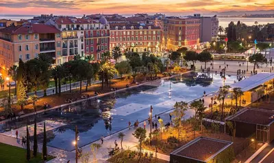 an aerial view of a city at night at Nestor&Jeeves - NISSA - Central location in Nice