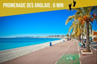a beach with a yellow sign that reads promega des angels at Le Cocon Niçois in Nice